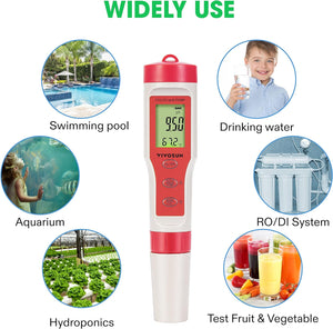 VIVOSUN 4-In-1 Digital pH Meter with pH/TDS/EC/Temp Function