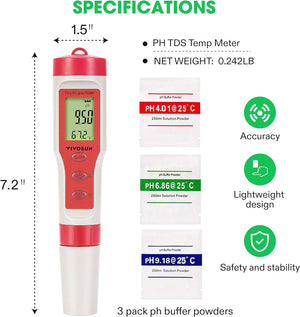 VIVOSUN 4-In-1 Digital pH Meter with pH/TDS/EC/Temp Function