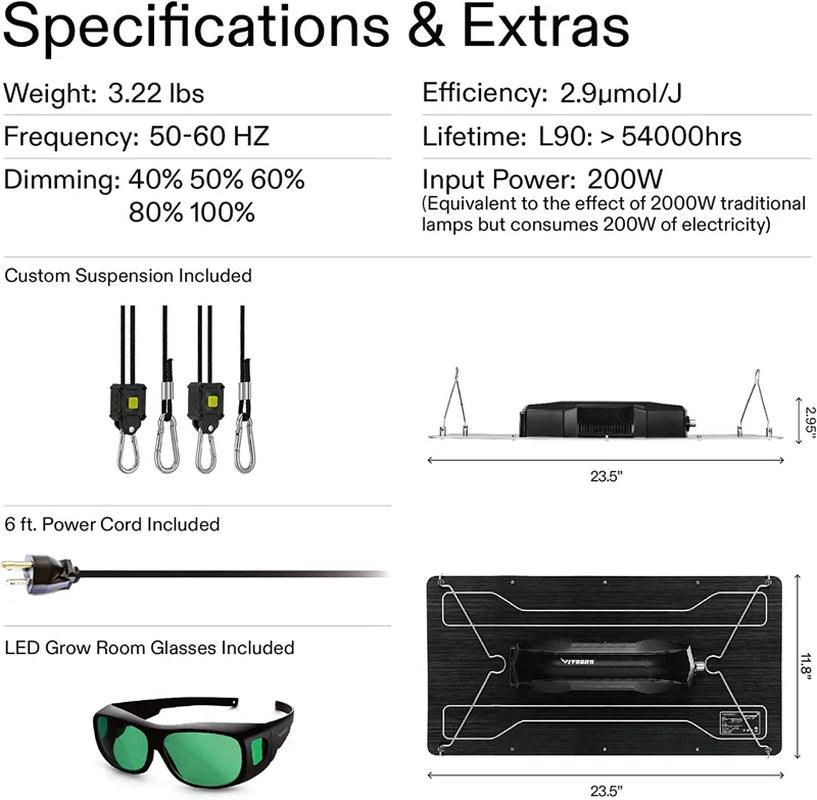 VIVOSUN VS2000 LED Dimmable Full Spectrum Grow Light