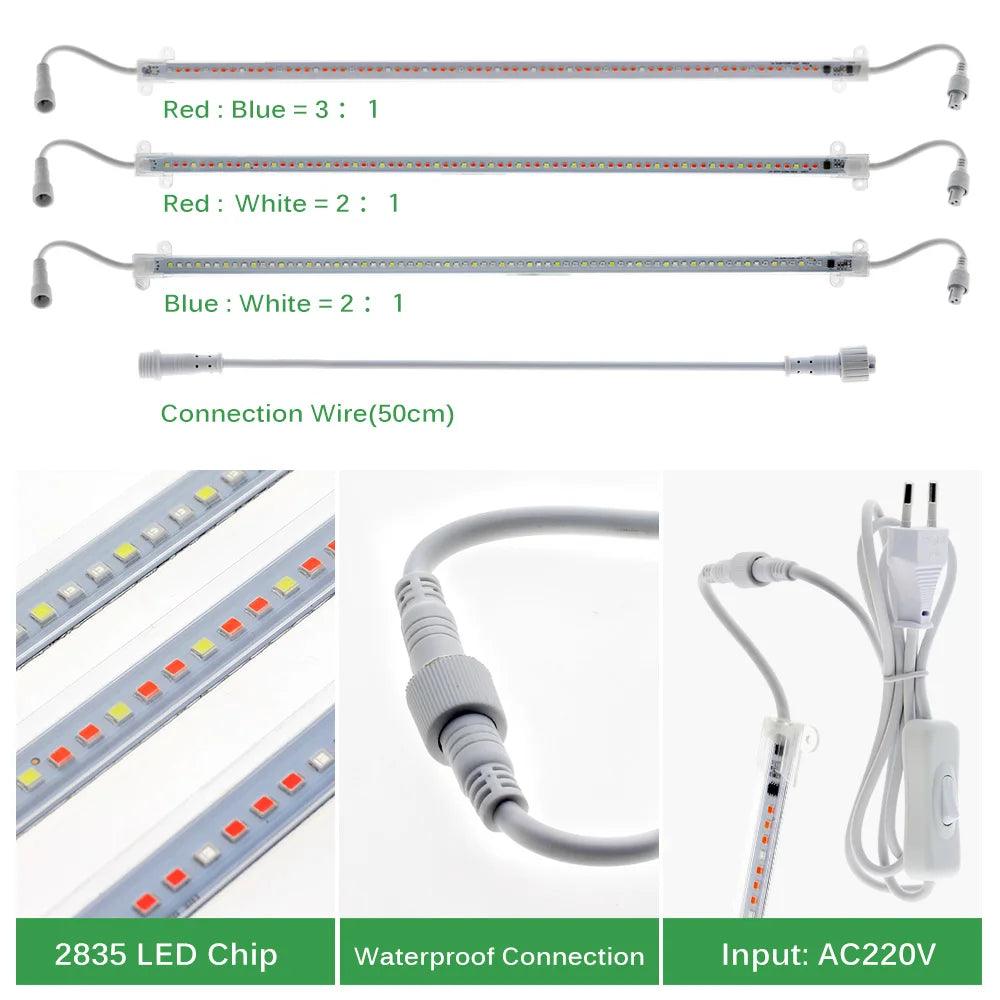 220V LED Grow Light Bar Set: Indoor/Outdoor Plants