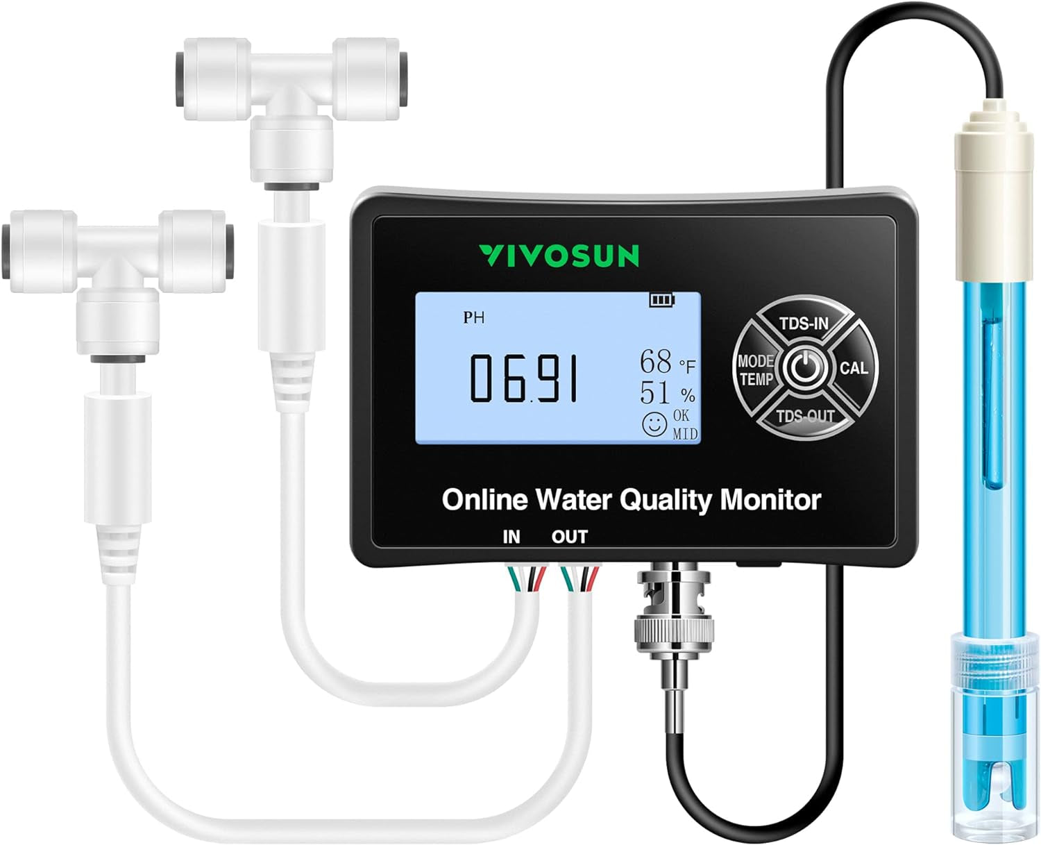 VIVOSUN 4-In-1 Digital pH Meter with pH/TDS/EC/Temp Function