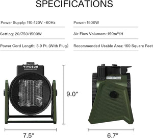 VIVOSUN Portable Greenhouse Heater:  Electric Heater Fan