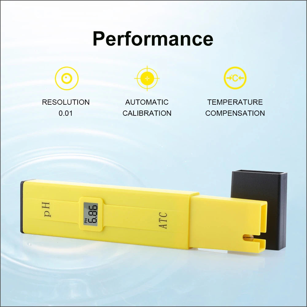  pH Meter Water Hydroponics Digital pH Tester Pen 0.01 High Accuracy